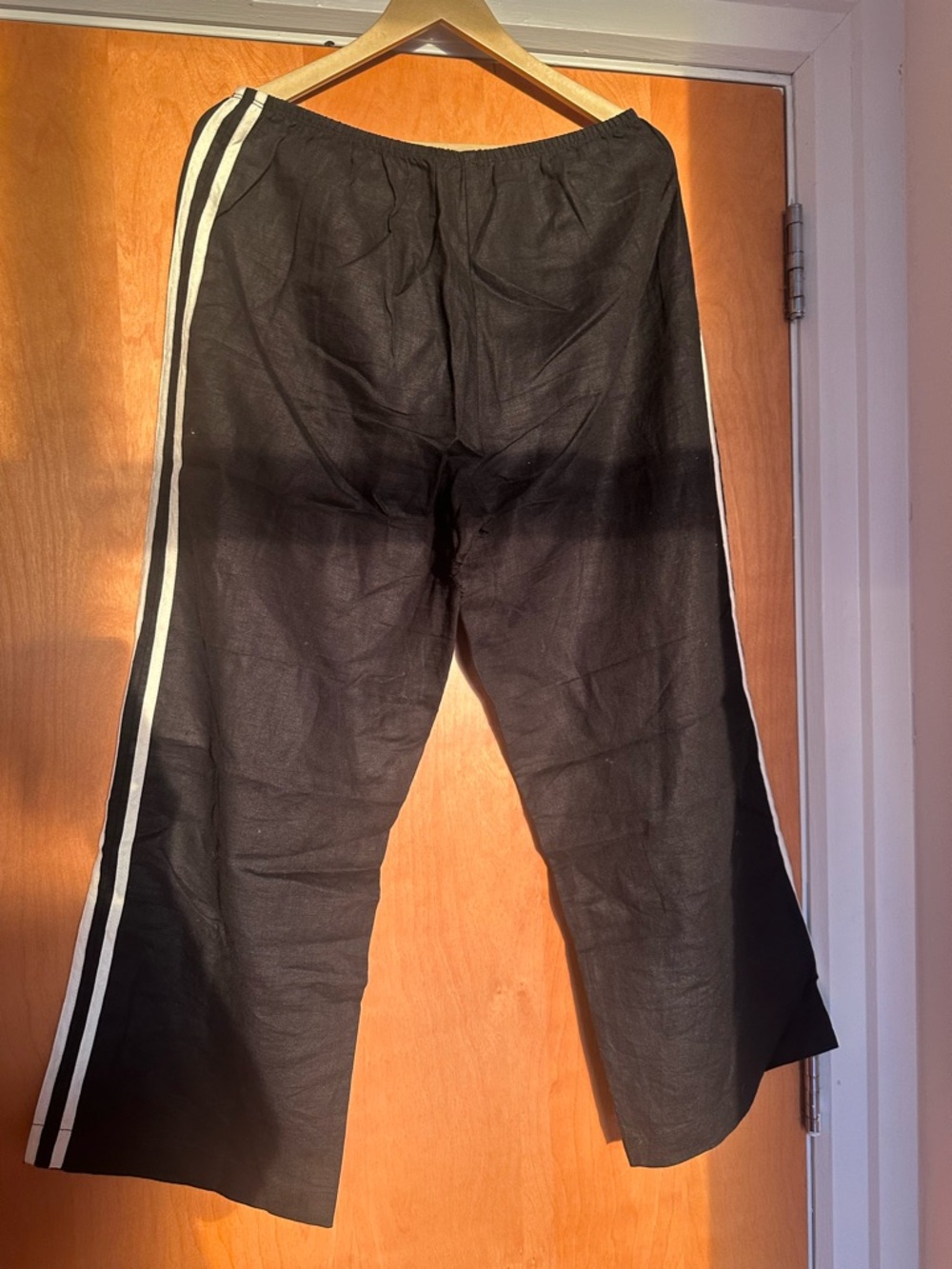 Donni Black Track Pants with White Side Stripes
